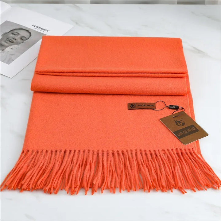 Oversized cashmere-blend scarf with tasselled ends - product photo 5