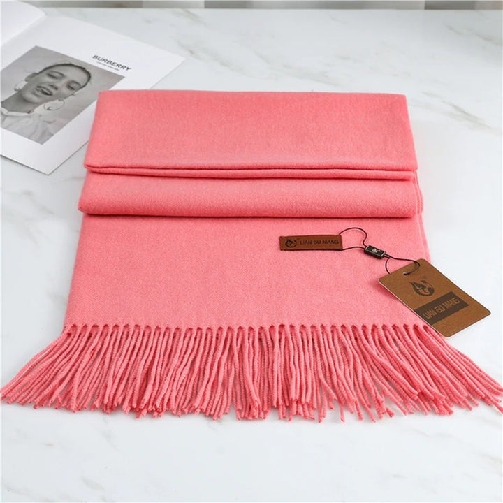 Oversized cashmere-blend scarf with tasselled ends - product photo 6