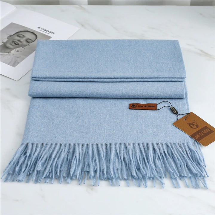 Oversized cashmere-blend scarf with tasselled ends - product photo 7