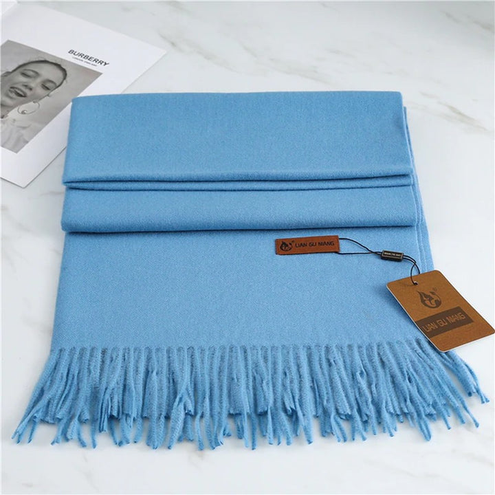 Oversized cashmere-blend scarf with tasselled ends - product photo 8