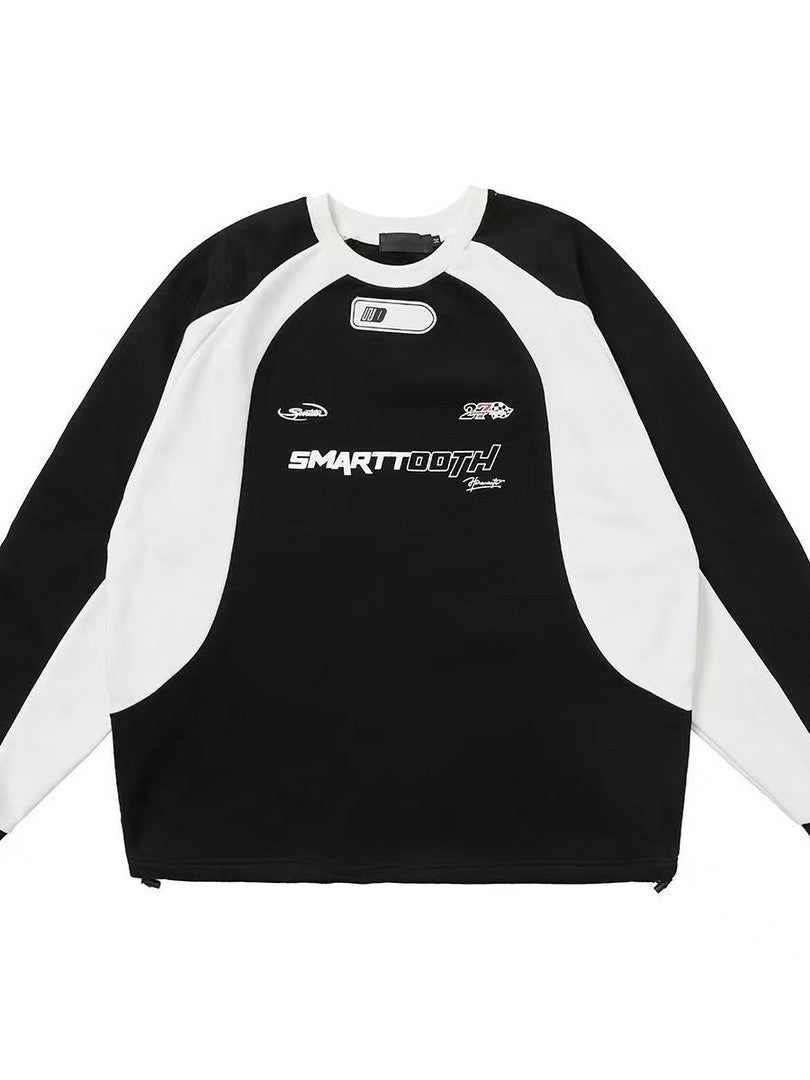 Oversized cotton raglan sweatshirt with contrast sleeves - product photo 7