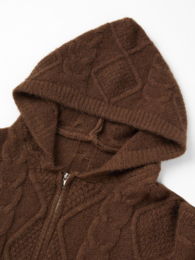 Oversized hooded knit cardigan with a full-length zip - product photo 10