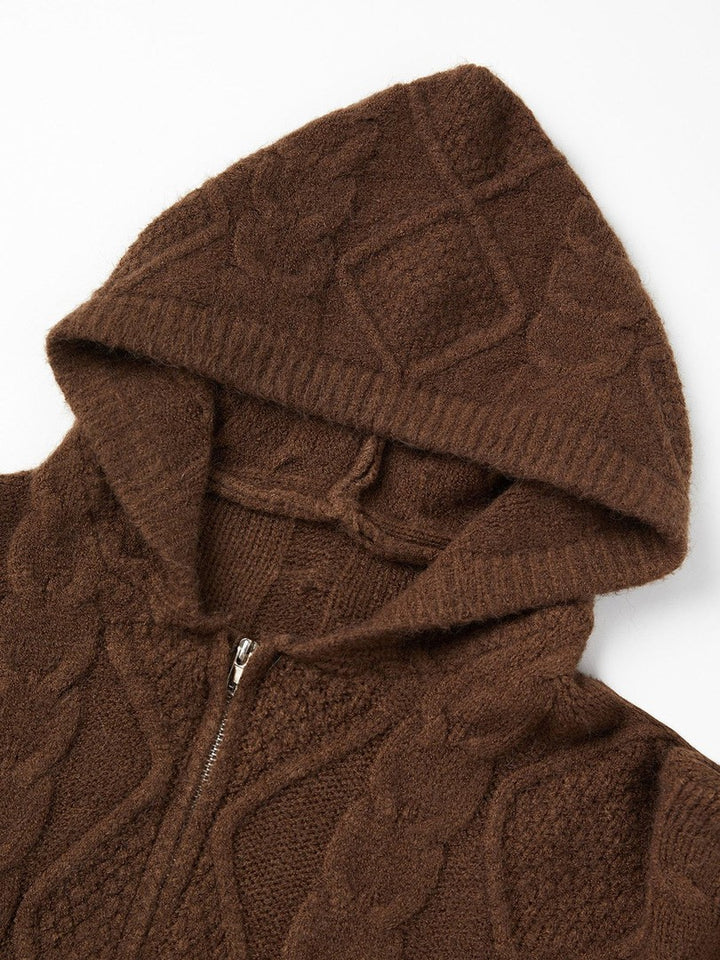 Oversized hooded knit cardigan with a full-length zip - product photo 10