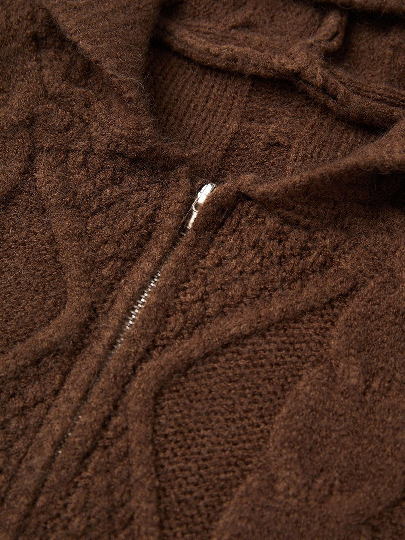 Oversized hooded knit cardigan with a full-length zip - product photo 11