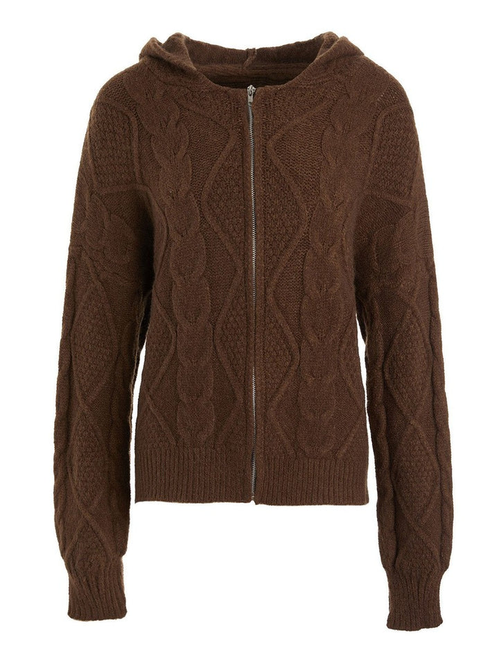Oversized hooded knit cardigan with a full-length zip - product photo 8