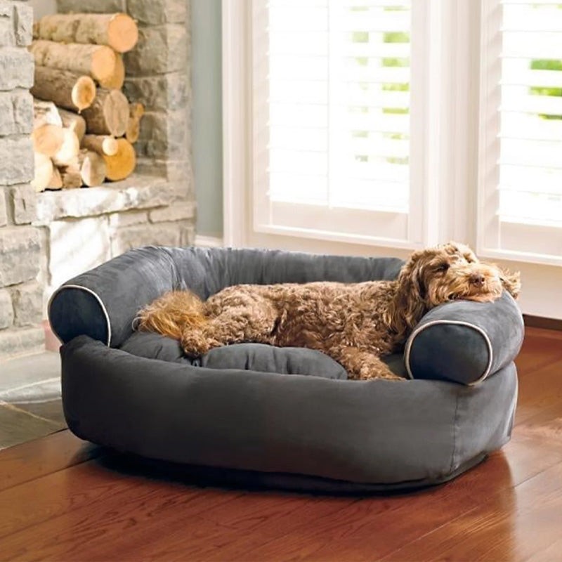 Padded dog sofa bed with bolstered sides - product photo 1