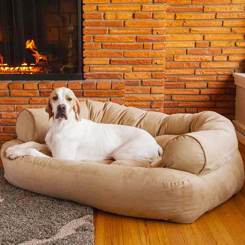 Padded dog sofa bed with bolstered sides - product photo 2