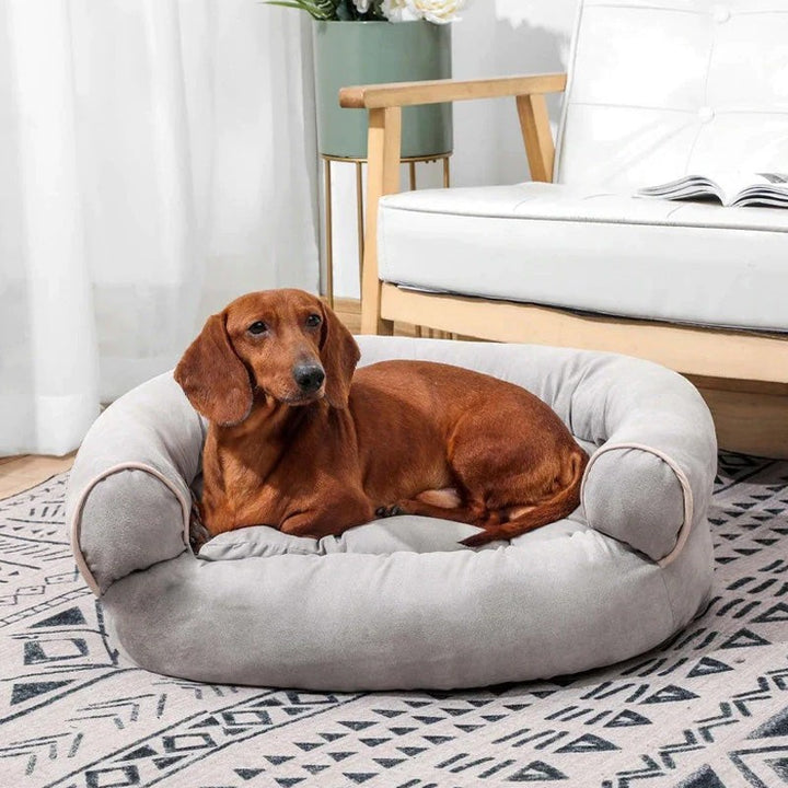 Padded dog sofa bed with bolstered sides - product photo 3