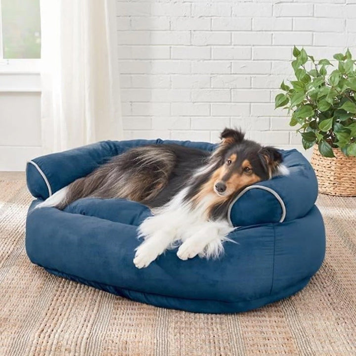 Padded dog sofa bed with bolstered sides - product photo 4