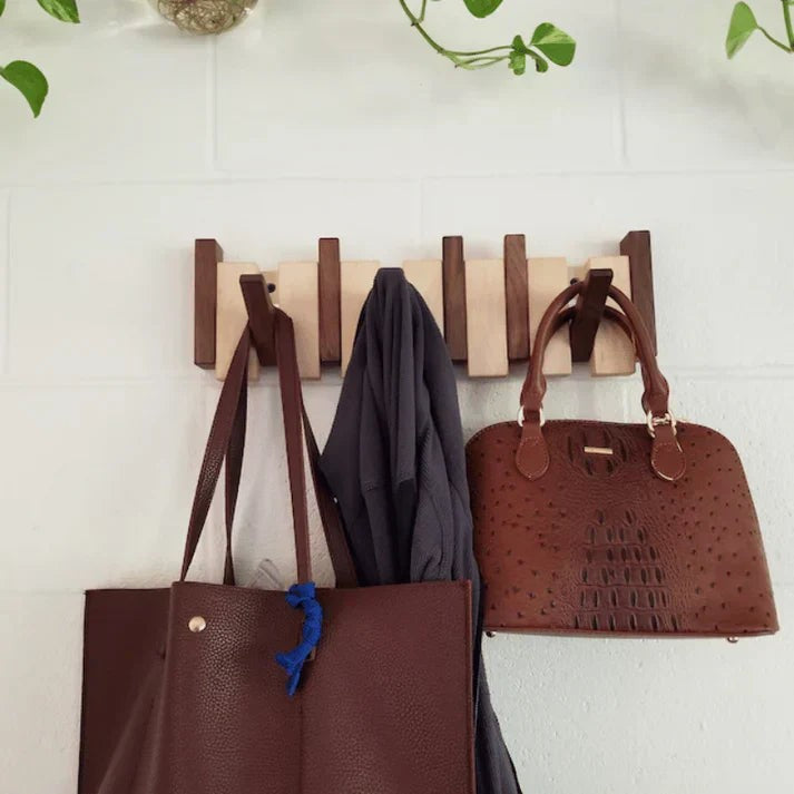 Piano-shaped wooden coat rack mounted on a wall - product photo 2