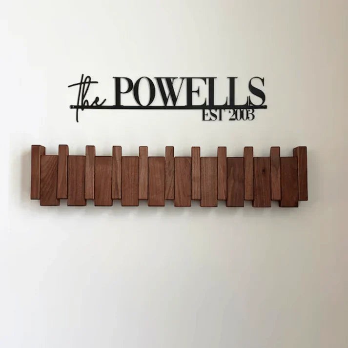 Piano-shaped wooden coat rack mounted on a wall - product photo 3