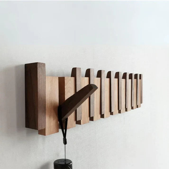 Piano-shaped wooden coat rack mounted on a wall - product photo 4