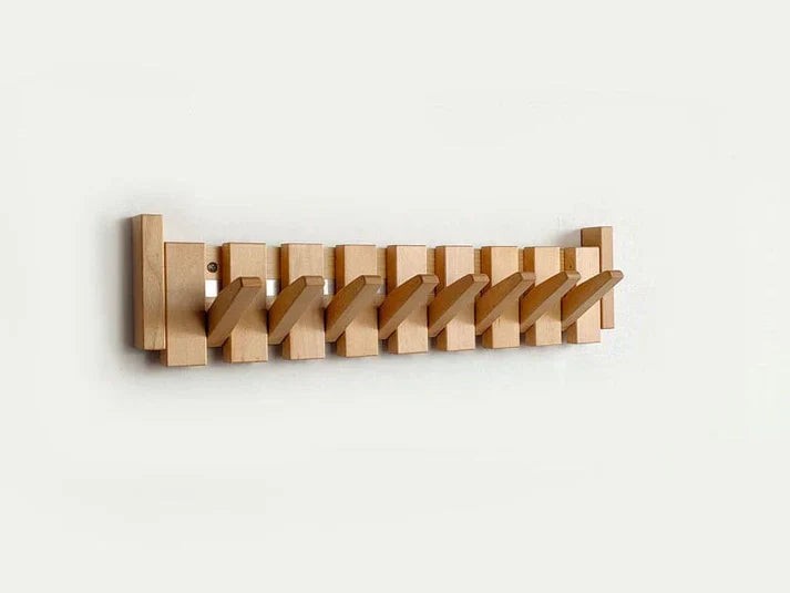 Piano-shaped wooden coat rack mounted on a wall - product photo 6