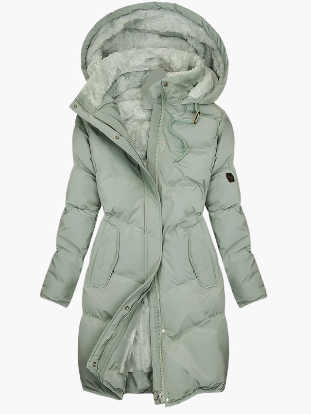 Emma | Long Quilted Hooded Winter Coat For Women