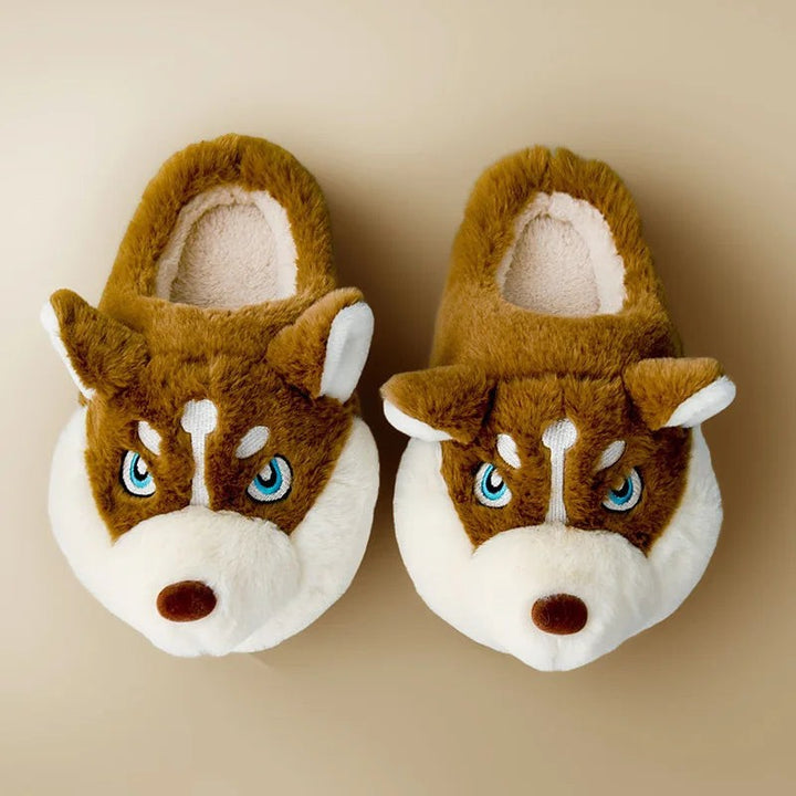 Plush husky slippers with a dog face - product photo 8