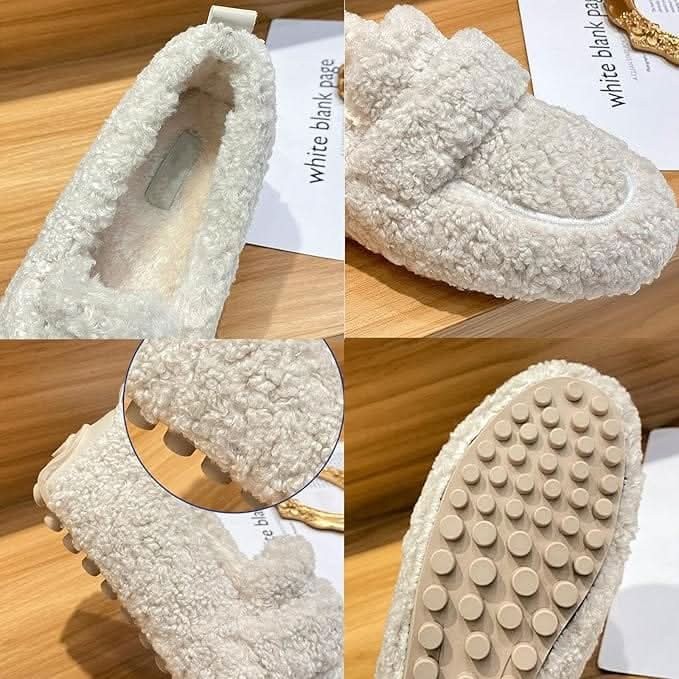 Plush-lined winter slipper with a textured non-slip sole - product photo 2