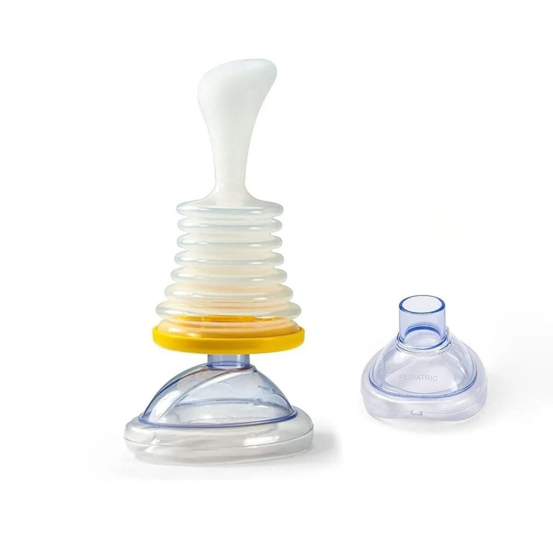 Portable hand-operated suction device with adult and child masks - product photo 2