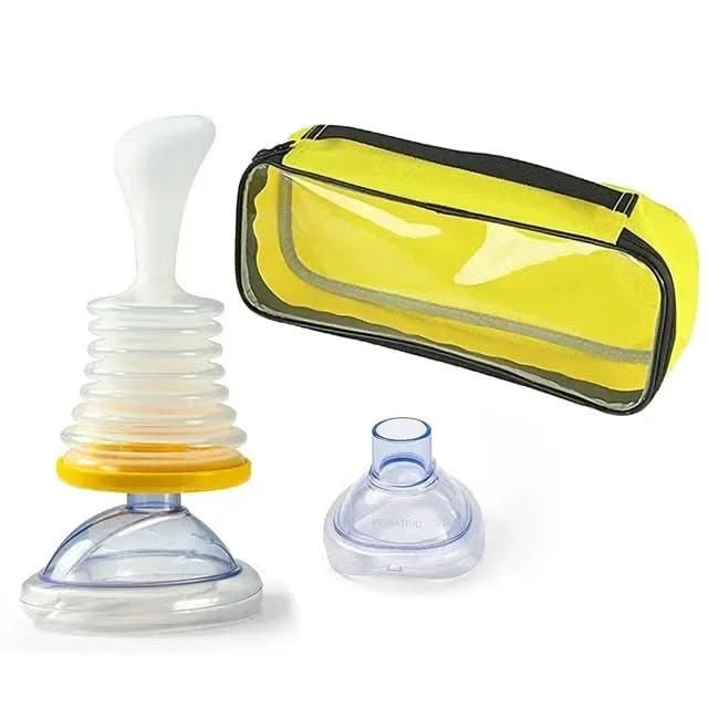 Portable hand-operated suction device with adult and child masks - product photo 5