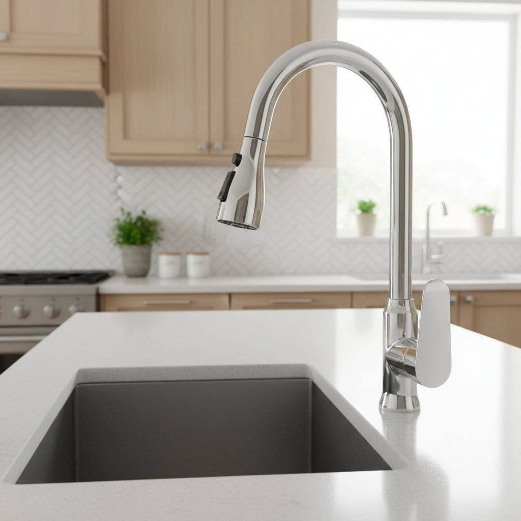 Pull-out kitchen faucet with a flexible spray head - product photo 1