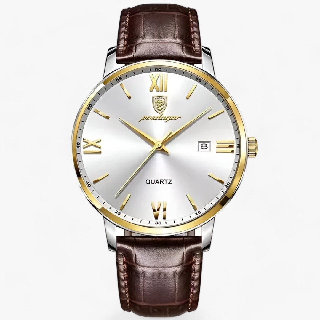 Quartz men's watch with a leather strap - product photo 1