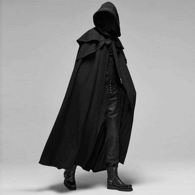 Quilted hooded medieval cape with a deep hood - product photo 1