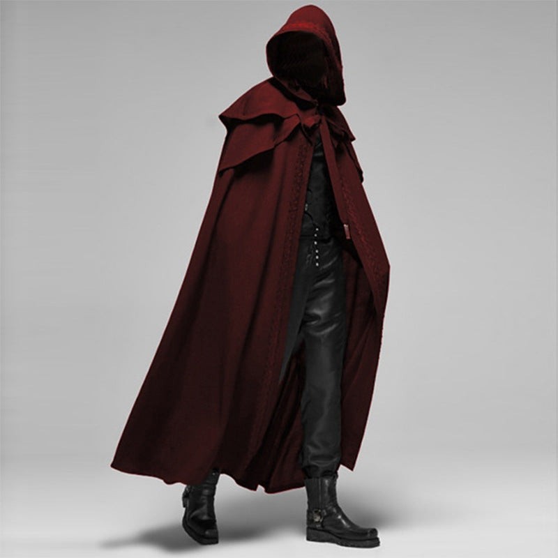 Quilted hooded medieval cape with a deep hood - product photo 2