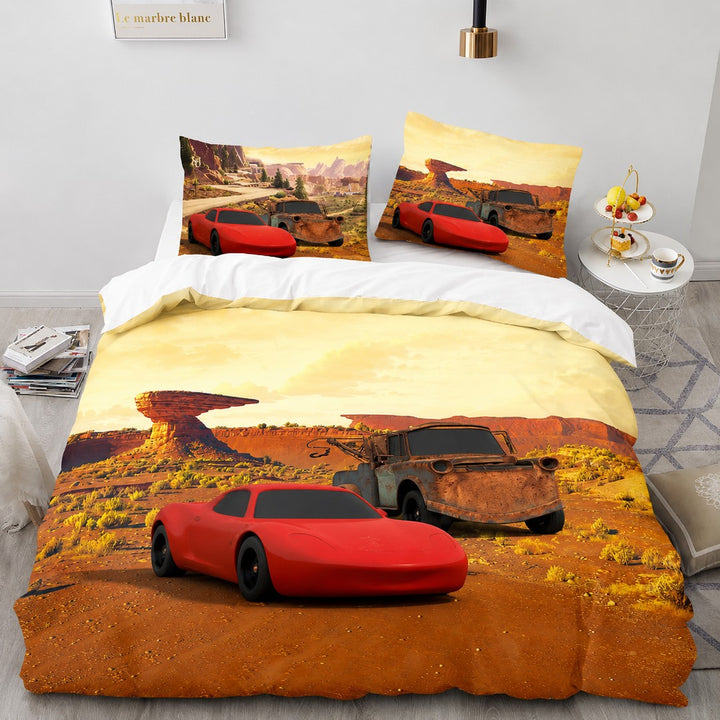 Race car print duvet cover set with pillowcases - product photo 5