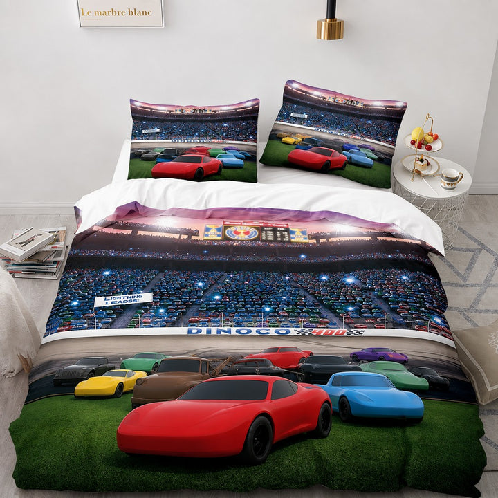 Race car print duvet cover set with pillowcases - product photo 6