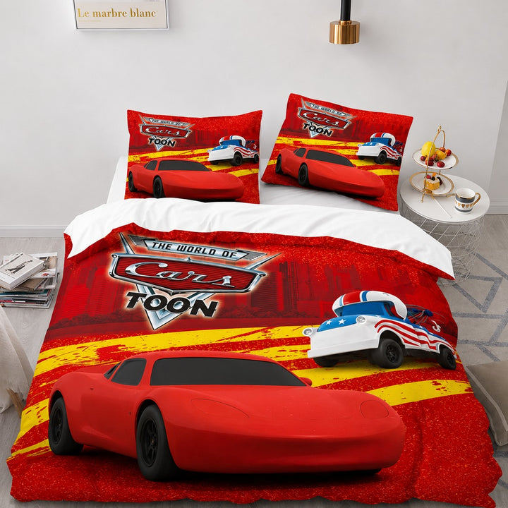 Race car print duvet cover set with pillowcases - product photo 7