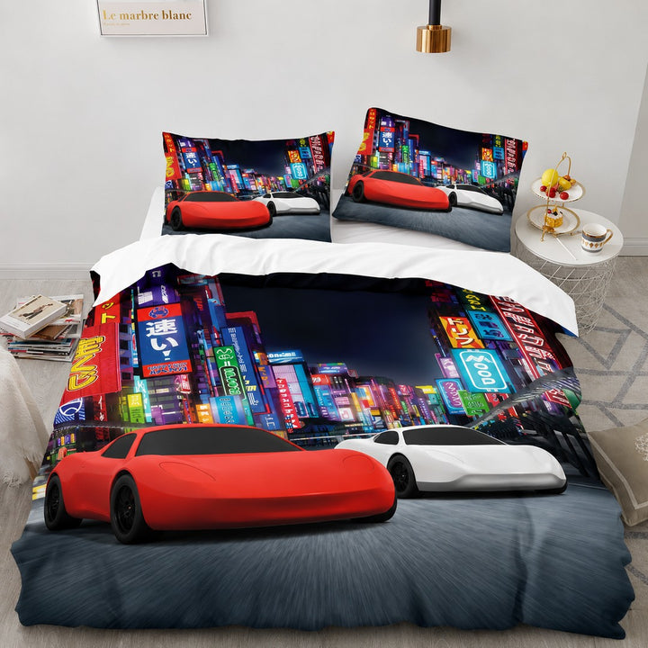 Race car print duvet cover set with pillowcases - product photo 8