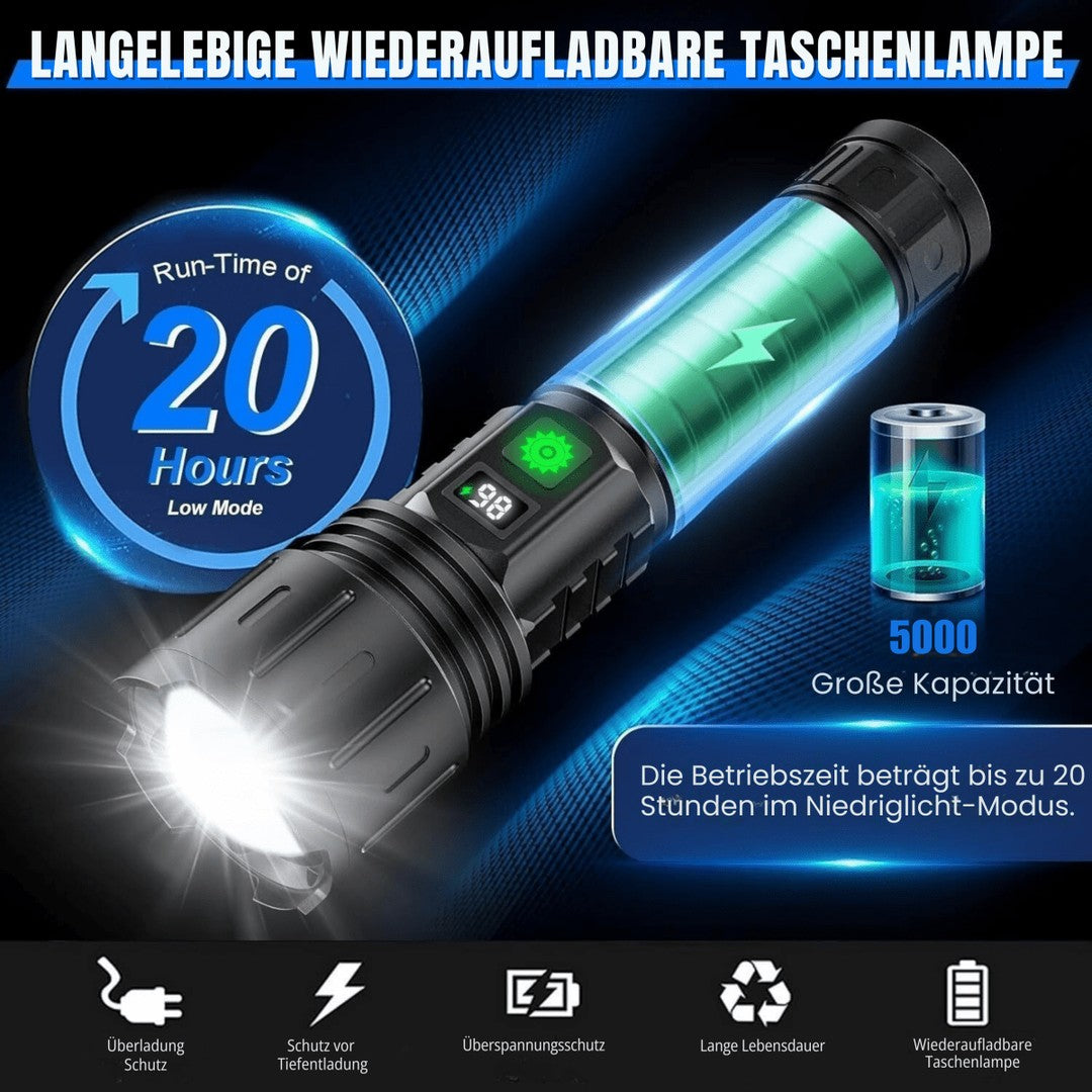 Rechargeable aluminum LED flashlight with a USB-C port - product photo 3
