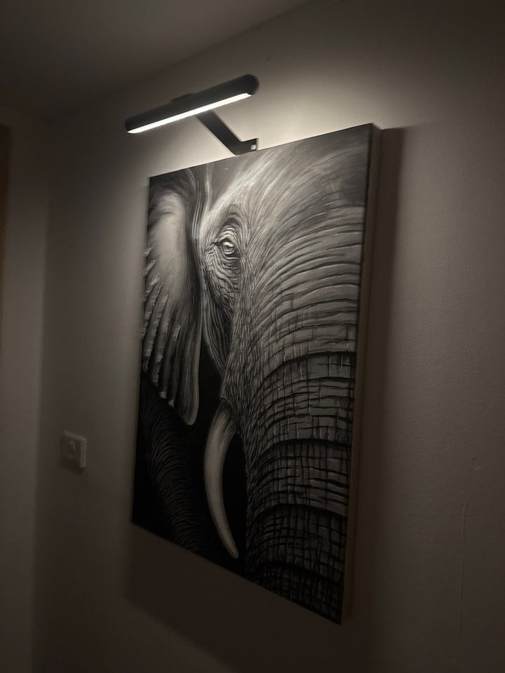 Cordless LED picture light above a framed picture - product photo 2