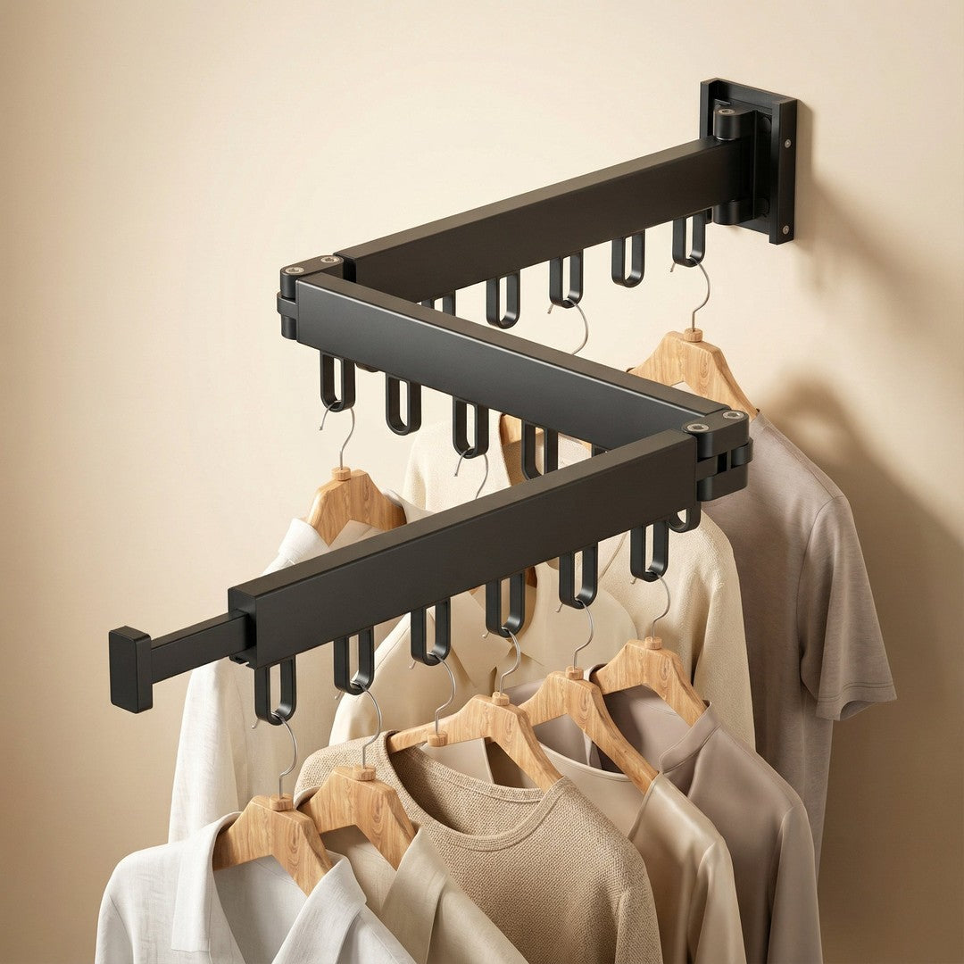 Retractable wall-mounted clothes drying rack - product photo 1
