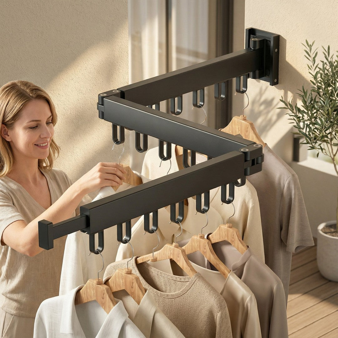 Retractable wall-mounted clothes drying rack - product photo 6