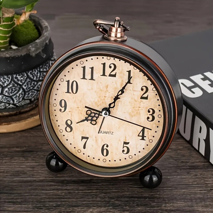 Retro metal twin-bell alarm clock - product photo 1