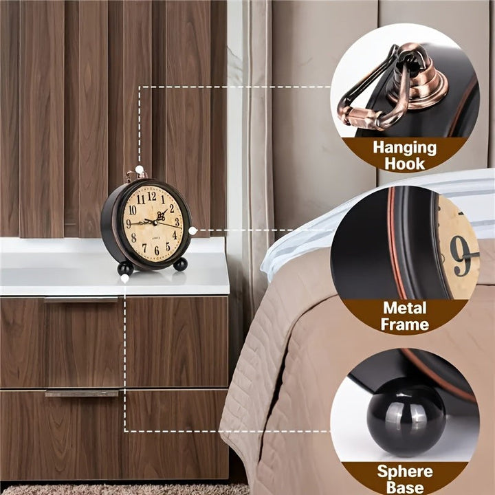 Retro metal twin-bell alarm clock - product photo 4