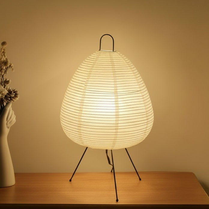Rice paper table lamp giving a soft diffused glow - product photo 1