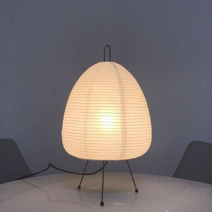 Rice paper table lamp giving a soft diffused glow - product photo 2