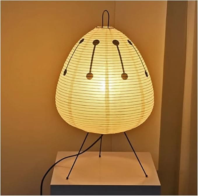 Rice paper table lamp giving a soft diffused glow - product photo 3