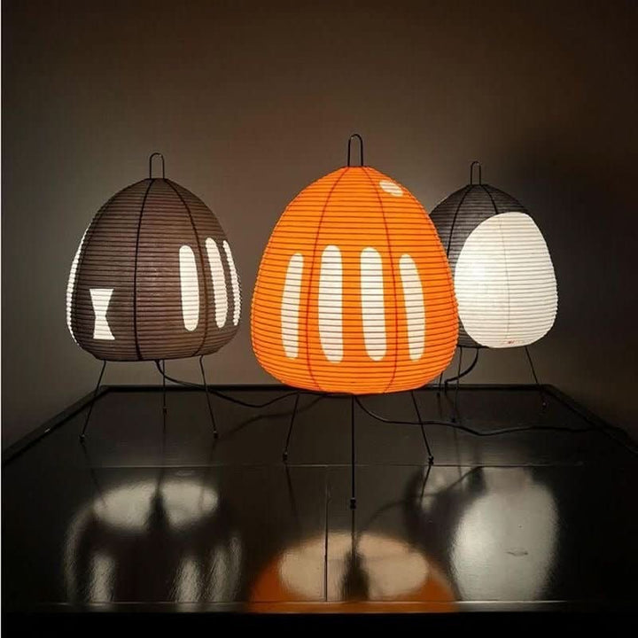 Rice paper table lamp giving a soft diffused glow - product photo 4