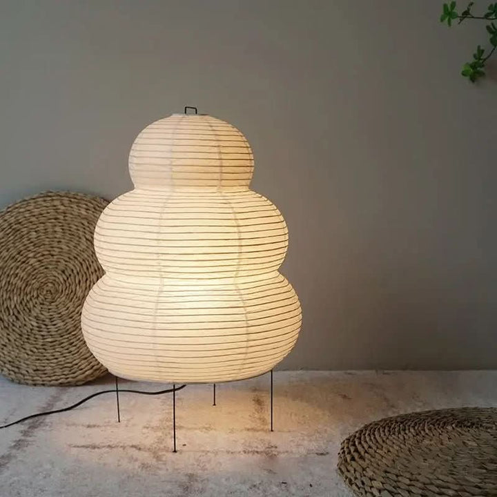 Rice paper table lamp giving a soft diffused glow - product photo 5