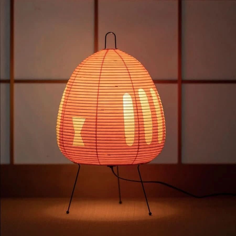 Rice paper table lamp giving a soft diffused glow - product photo 6
