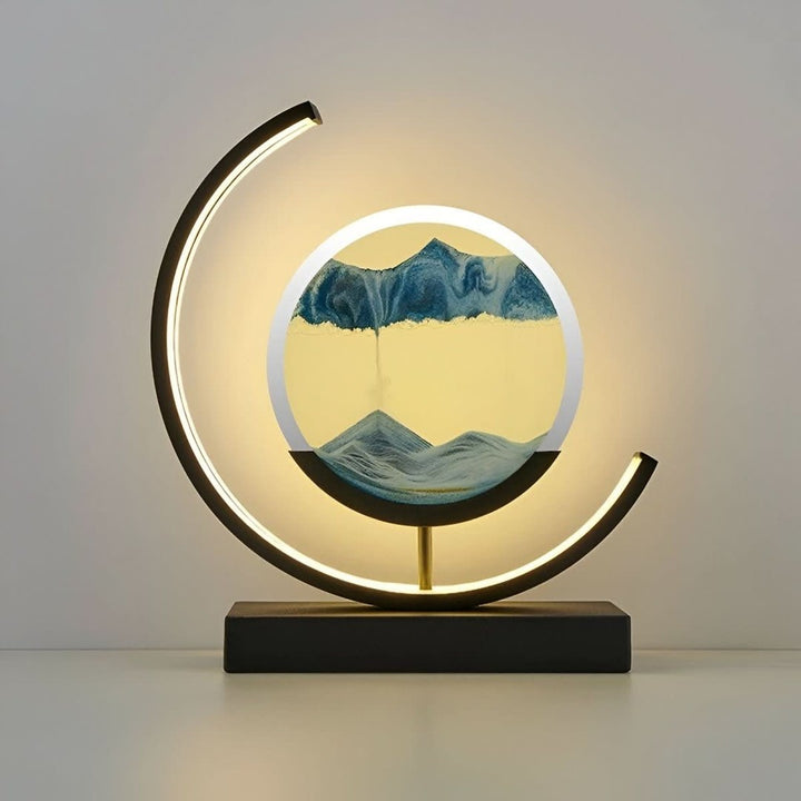 Rotating sand art lamp with backlit drifting sand in a metal frame - product photo 6