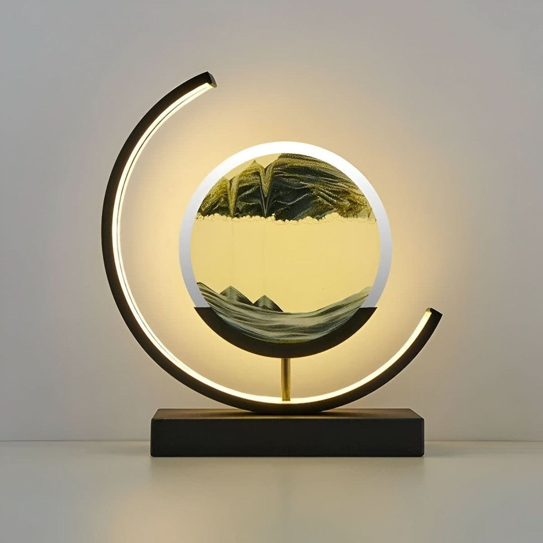 Rotating sand art lamp with backlit drifting sand in a metal frame - product photo 8