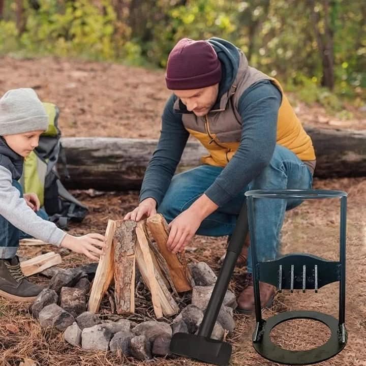 Wood splitter holding a log inside its frame - product photo 2