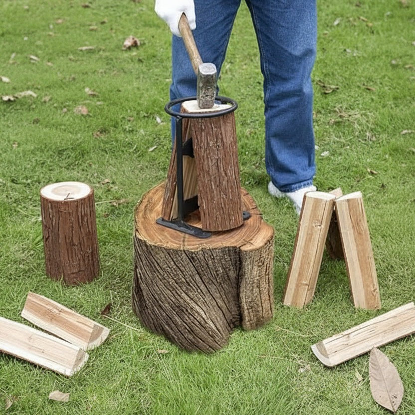 Wood splitter holding a log inside its frame - product photo 3