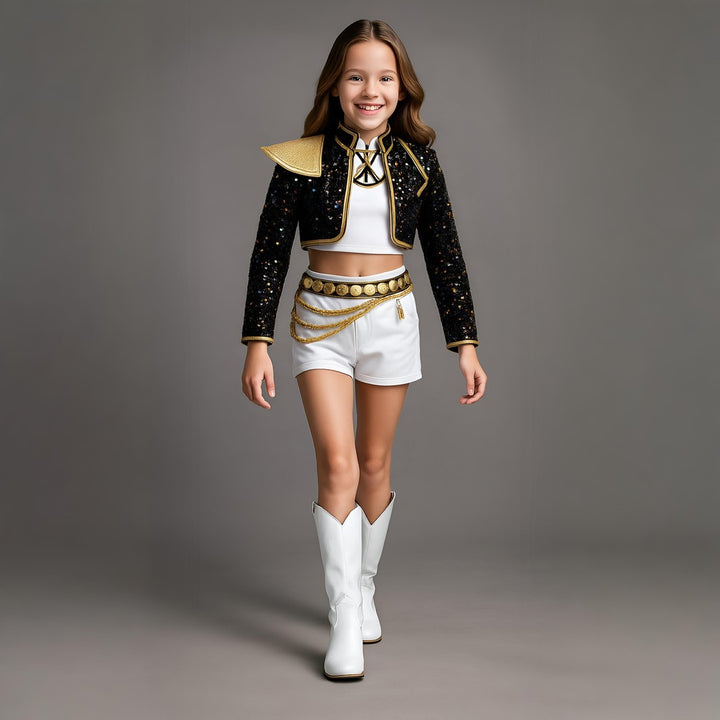 Sequined black and gold performance costume set - product photo 1