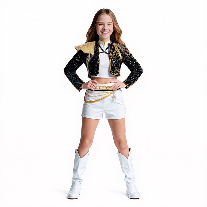 Sequined black and gold performance costume set - product photo 3