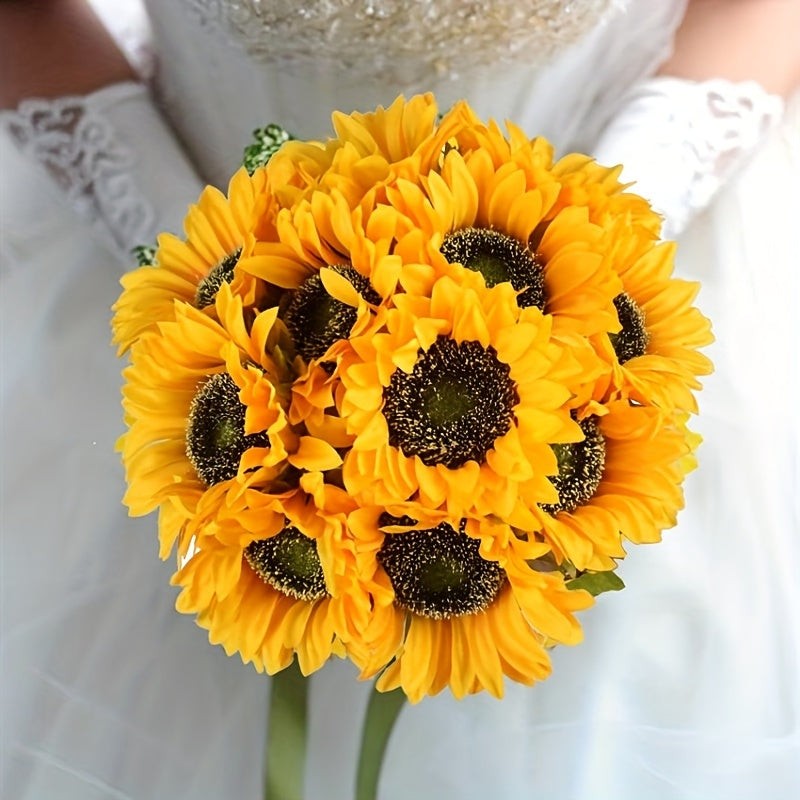 Set of artificial sunflowers with stems and leaves - product photo 3
