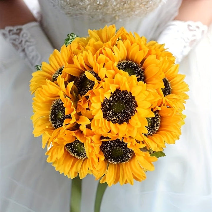 Set of artificial sunflowers with stems and leaves - product photo 3